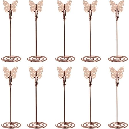 Rose Gold 10 stk. Sommerfugl Placortholder Memo Holder Klips Fotoholder Bordnummerholder