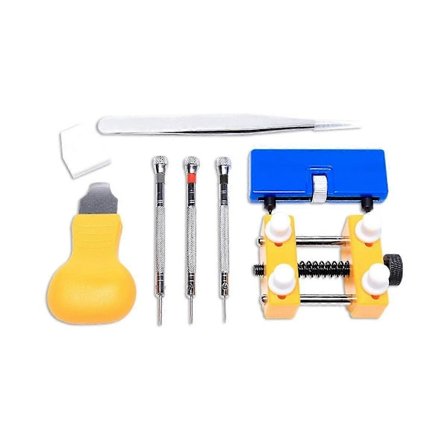 7 stk. Verktøysett for reparasjon av klokker, tilbehør for åpning av klokkekasser, fjerning av remmer, batteribytte