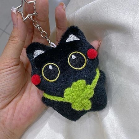 1 stk. Ny Søt Storøyde Svart Katt Klemme Plysj Leketøy Dukke Lite Anheng Ins Svart Katt Dukke Nøkkelring For Gutt Jente Bursdagsgaver