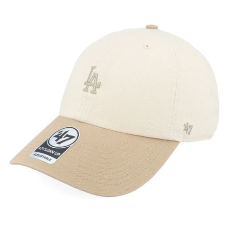 47 Brand - MLB Beige unconstructed Keps - Los Angeles Dodgers Base Runner Tt Clean Up Natural Dad Cap @ Hatstore