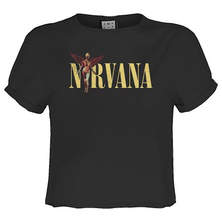 Amplified Womens/Ladies In Utero Nirvana Crop Top L Charcoal