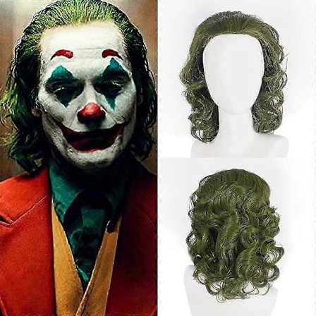 Voksen Menn Joker Parykk Halloween Cosplay Kort Bølgete Hår Grønn (LGL)