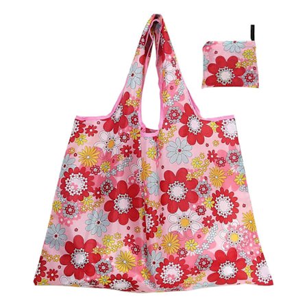 Återanvändbara Shoppingväskor Stora Kraftiga Vikbara Tygkassar med Ficka [DB]