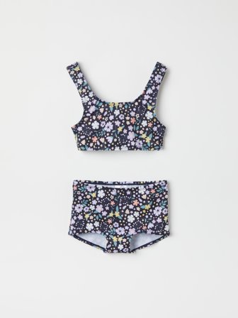 Polarn O. Pyret - Bikini with floral print - 122|128 - Childrenswear - blue