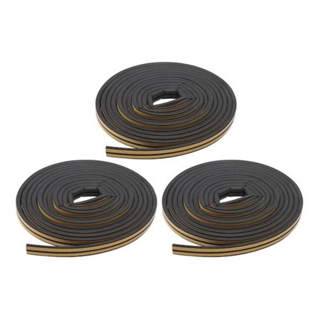 3 sett værlist Dørtetning Vindtett Vanntett Lydisolert selvklebende dobbelstreng 9x6mm svart dør værlist