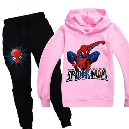 Spiderman Trykk Barne Pullover Hettegenser Genser Topp Joggebukser Antrekk Casual Sport Treningsdress Sett For Gutter Jenter Alder 7-14 År