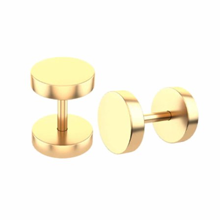 2-pack Fake Plug Fake Forlængelse Øreringe Piercing Jewel Gold - 8mm