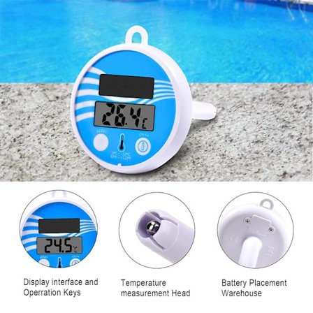 Flydende Solcelledrevet Digital Pool Termometer (80*140mm) Elektronisk Swi