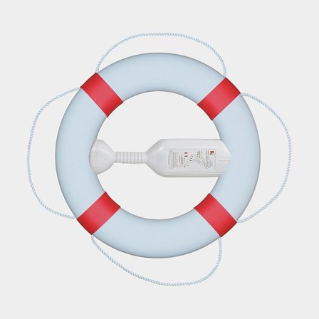 Bóia salva-vidas Fristad Plast FP380, Ø61/38 cm, branca com punhos vermelhos, 2.1 kg