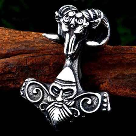 Thors hammer Mjolnir pendant with goat head