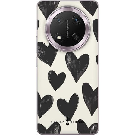 Yhteensopiva Puhelinkuori Honor Honor Magic7 Lite Cactus and Friends - Bold Black Love Pattern