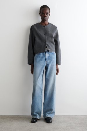 COS Women's Cardigan In Lana Merino Cotta in Grigio