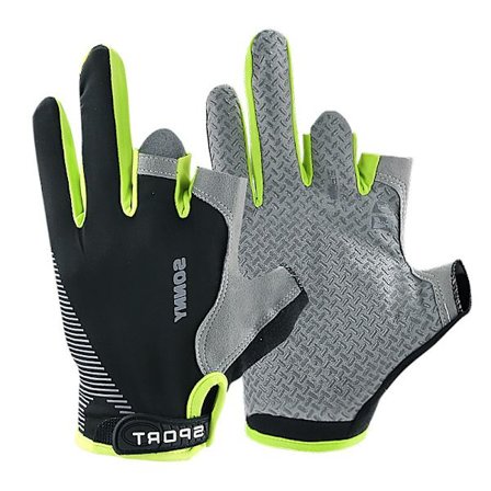 Ulkopyöräilyn kolmen sormen käsineet Green
