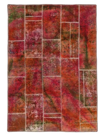 Patchwork Tæppe Moderne Mørkerød/Brun (Uld, Persien)