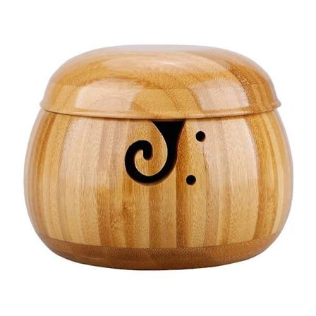 Strikkeskål i bambus, garnskål, sytilbehør, strikkebeholder til hjemmet, håndlavet uldopbevaringsskål