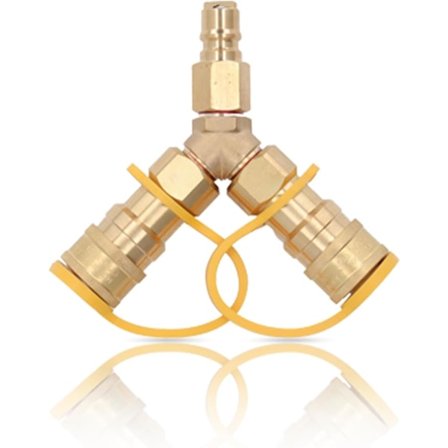 1 stk. 3/8 Y Gas Hurtigkoblingsadapter, Gassplitter, til Gas- eller Lavtrykssystemer, til Charbroil Grill, Terrassevarmere