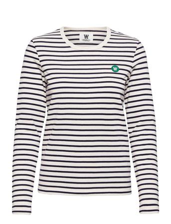 Moa Stripe Long Sleeve T-shirts & Tops Long-sleeved Valkoinen Wood Wood