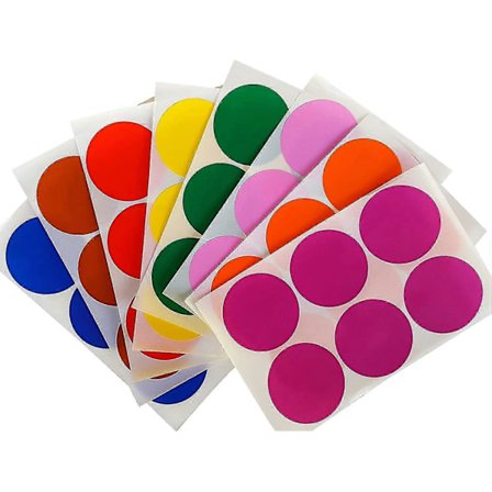 Runda 2 tum klistermärken 50 mm prickar - Färgade cirkelklistermärken med permanent lim i 16 färger, 16-pack