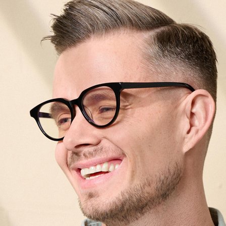 Sorte Runde Blålysblokkerende Hornbriller for menn