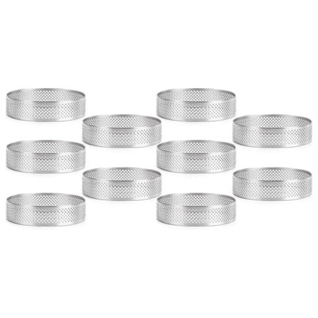 10 stk Runde Rustfrit Stål Tærteforme Fransk Dessert Perforeret Form Mousse Frugt Tærte Quiche