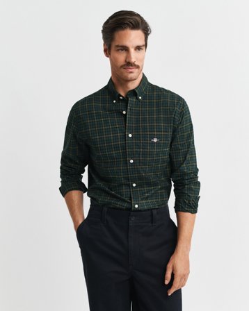 GANT Herren Regular Fit Classic Popeline Hemd mit Karomuster (XL) Grün