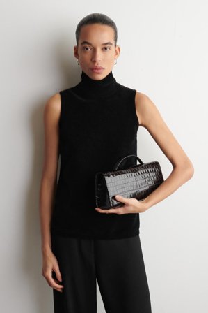 COS Women's Chenille Funnel Neck Vest in Black