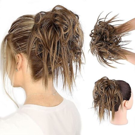 Messy Bun Hårstykke Hår Med Elastisk Elastikbånd Extensions Hårpynt Syntetisk Hår Extensions Scrunchies Hårpynt til Kvinder (Tousled Updo Bun, Me