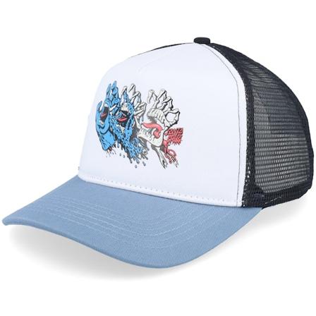 Santa Cruz - Weiss trucker Cap - Evolved Hand White/Dusty Blue A-Frame Trucker @ Hatstore
