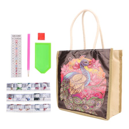 Väska med strassmålning, Phoenix-mönster, odla förmåga, tålamod, njut av DIY, litterär väska för presenter, picknick