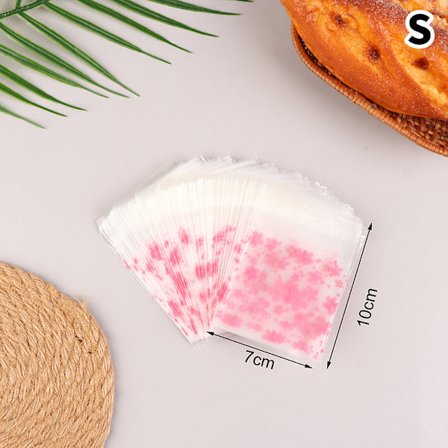 100st Plast Transparent presentpåse Sakura Candy Cookie Self Ad