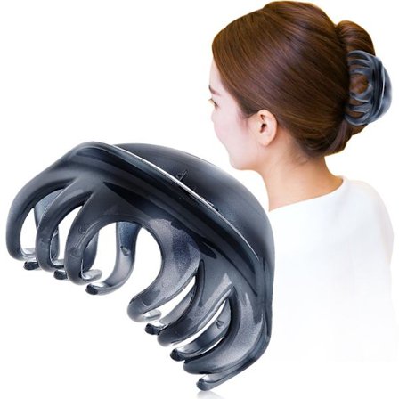 Grip hårtilbehør (grå), skridsikkert greb Stor krystal plasti