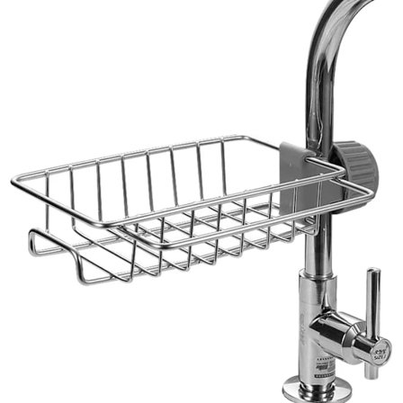 Vaskekurv | Svampeholder til vandhane, Vandhaneafløbshylde, Aftagelig rustfri hængende vandhaneafløb til køkken Badeværelse-FA6-