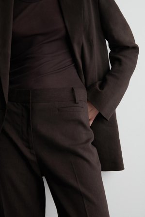 COS Women's Pantaloni Sartoriali A Gamba Dritta In Lino in Marrone