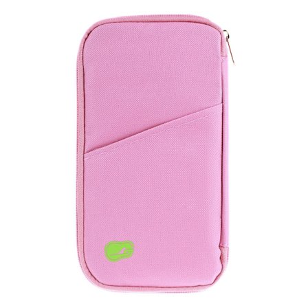 Pink Pas Holder til Kvinder, RFID-Blokerende Rejsepung med Flere Lommer til Kort, Mønter & Boardingpas, Slank Læderpas