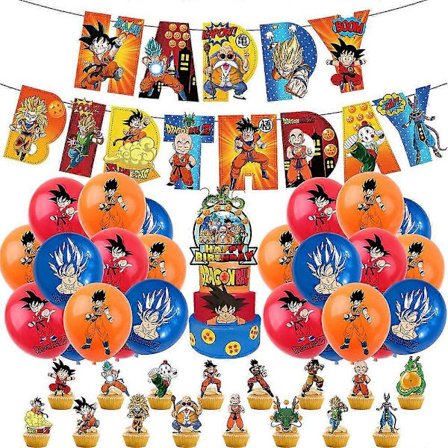 Dragon Ball Fødselsdagsfest Tilbehør Dragon Ball Hjem Dekoration Banner Balloner Kage Cupcake Toppers Sæt Til Børn