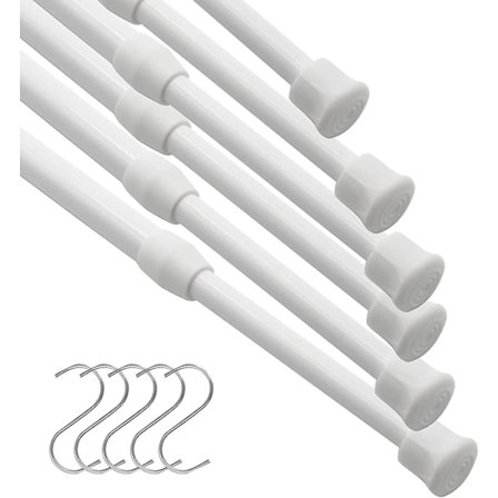 6 stk. Teleskopgardinstang, Udtrækkelig Stang, 43-70 Fjeder Spændestang, Ingen Boring Bruseforhængsstang Til Brusebad Eller Bad