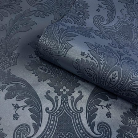 Belgravia Amara Damask Textured Wallpaper 10m x 53cm Mörkblå