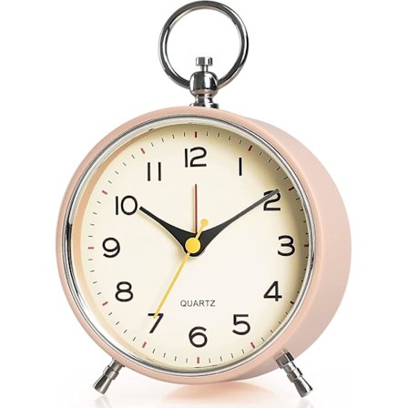 Analogt metal retro vækkeur med lys, snooze lydløs ingen tikkende bordur batteridrevet til børn, soveværelse, stue, bordure til stueindretning (