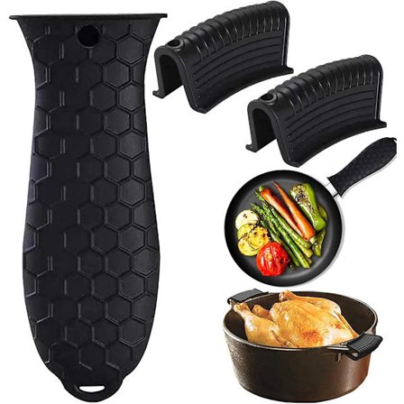 Silikone Grydehåndtag, Silikone Varmeisoleret Håndtag, Egnet til Varmeisolerede Gryder, Køkkentilbehør, Varmeisolerede Gryder, Tallerkener, Sort