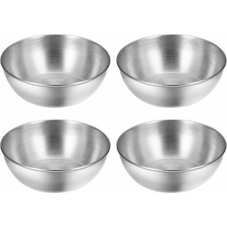 4 runde rustfrie stålskåle til saucer til restauranter og hjemmelavede sushi-appetitanretninger