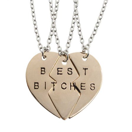 Best Bitches - Vänskapshalsband för 3 Kompisar Guld