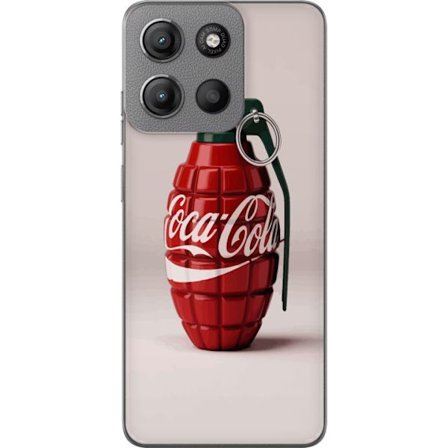 Kompatibel Mobilcover til Motorola Motorola Moto G15 Kunstnerisk illustration af Coca Cola granatæble i rødt og grønt, pop art inspireret motiv med