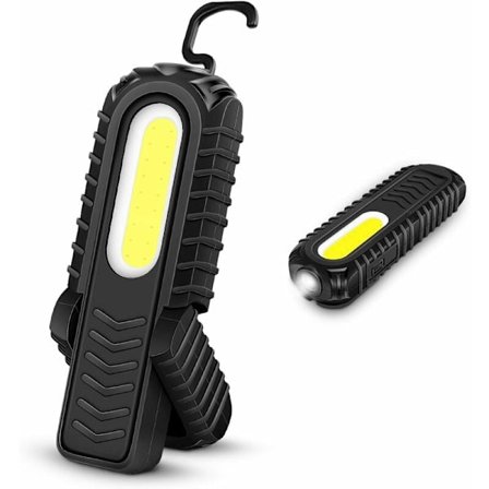Genopladelig LED-arbejdslampe, 5W COB frontmonteret LED-arbejdslampe med krog og magnetisk base??I tilfælde af en nødsituation i værkstedet