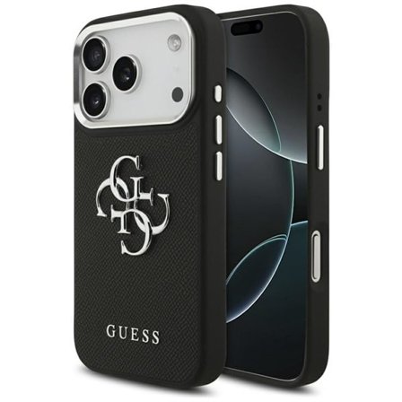 Guess Grained Big 4G Classic Logoetui til iPhone 17 Pro - svart