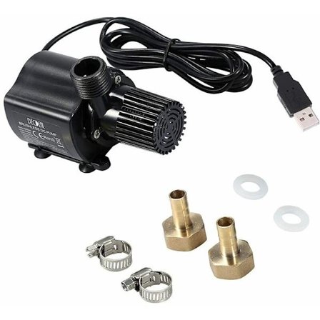 Havepumpe til springvand, USB-vandpumpe til have, amfibiepumpe med 2 messingdyser og USB-opladerkabel, dykkende minivandpumpe til dam