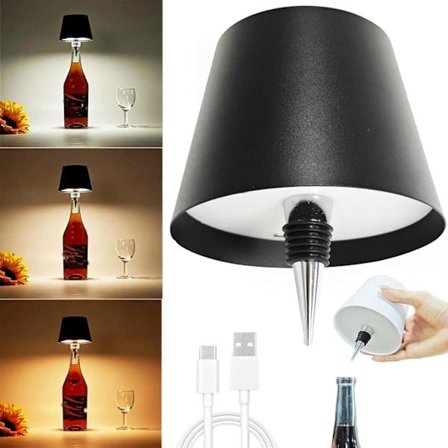 Trådlös LED-flasklampa för vin (Svart) Svart Svart Svart