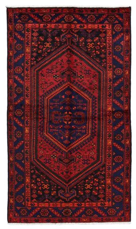 Handgeknüpft Hamadan 135X240 Wollteppich Schwarz/Dunkelrot Klein