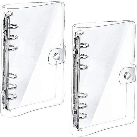 2 stk A5 Perme-omslag, A5 Ringperm-omslag, Transparent Ringperm-mappe, 6 hull