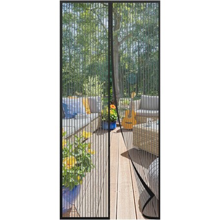 Magnetisk fluginsektskärmdörrskärmnätgardin passar dörr upp till 80 x 210 cm (svart)