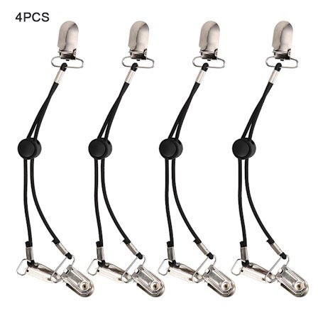 Multifunktionella justerbara lakan clips fästelementen hängslen klämma på hållare gripare remmar (svart)